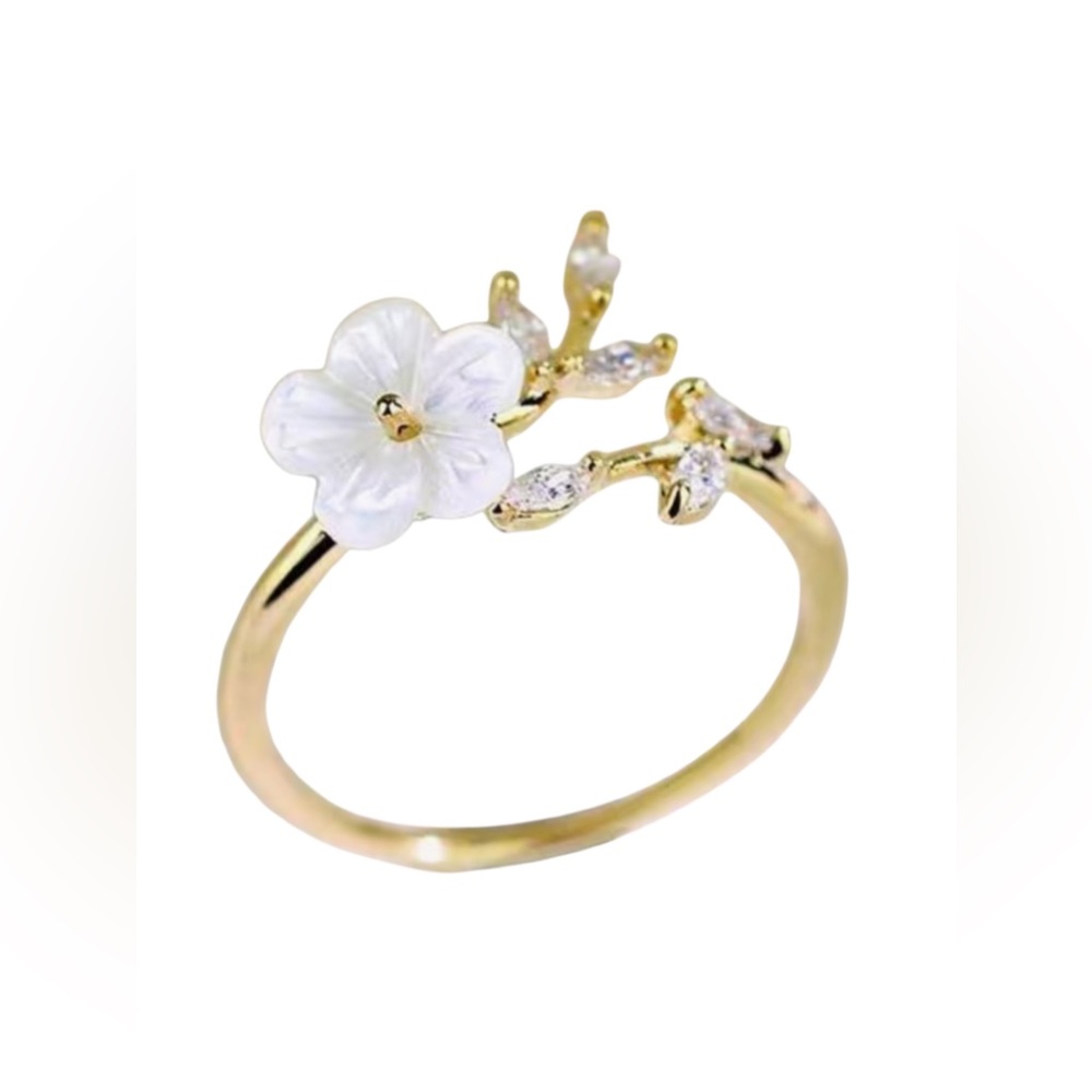 14K Gold Flower Adjustable Ring